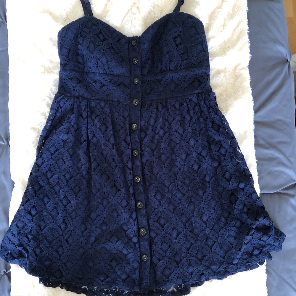 Three Pink Hearts Button Up Lace Boho Dress